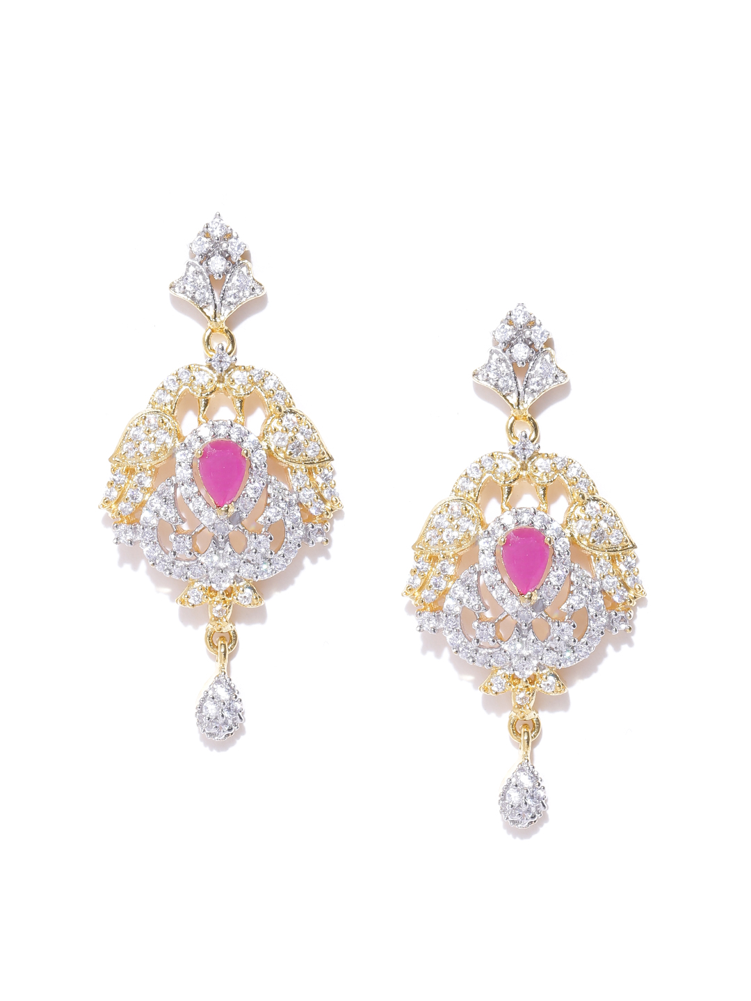 YouBella Gold-Plated Stone-Studded Drop Earrings